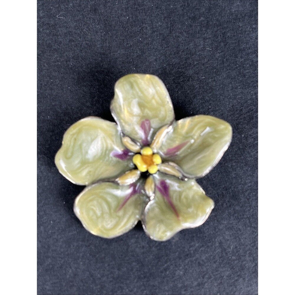 VTG Alzheimer Association‎ Enamel Pin 1.5" Brooch Jewelry Dogwood Green Floral